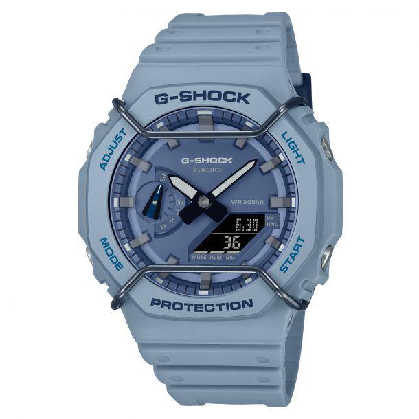 Casio G-Shock Analog-Digital Protector Carbon Core Guard Light Blue Resin Strap Watch | GA2100PT-2A