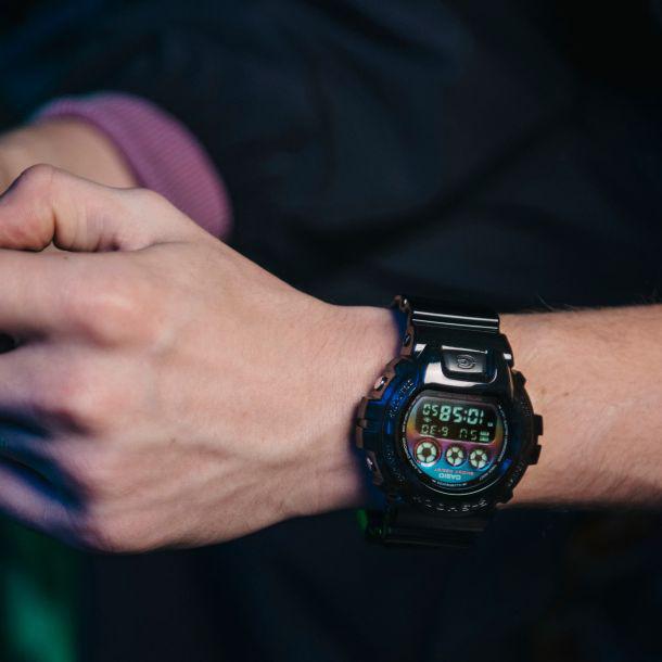 Casio G-Shock Digital Virtual Rainbow Black Resin Strap Watch | DW-6900RGB-1