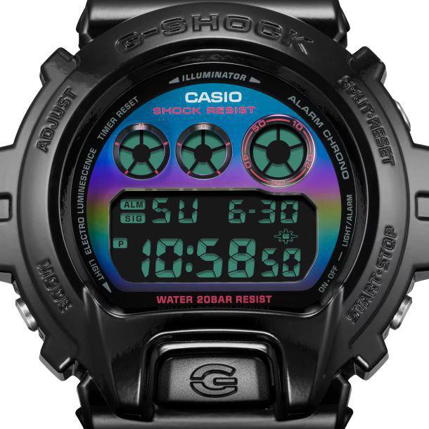 Casio G-Shock Digital Virtual Rainbow Black Resin Strap Watch | DW-6900RGB-1