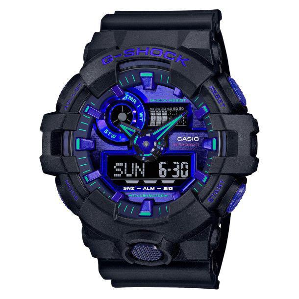 Casio G-Shock Virtual World Analog-Digital Blue Violet Metallic Dial Watch GA700VB-1A